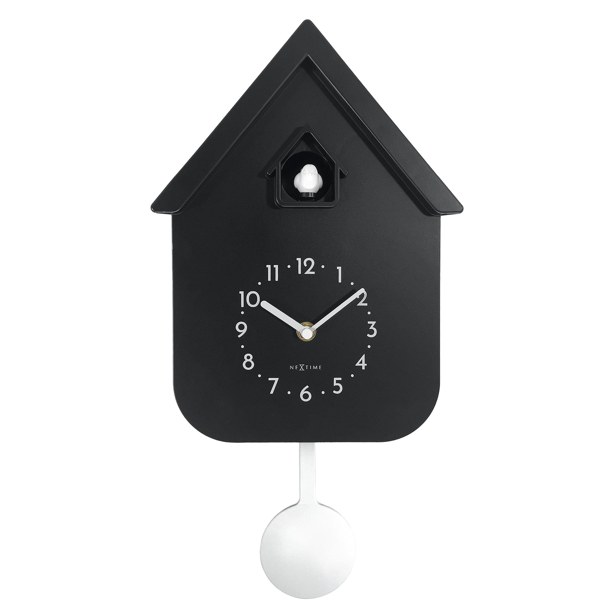 NeXtime Twitter wall clock with pendulum, cuckoo design, 21.5x41.5x8.5cm, featuring a modern decorative style.